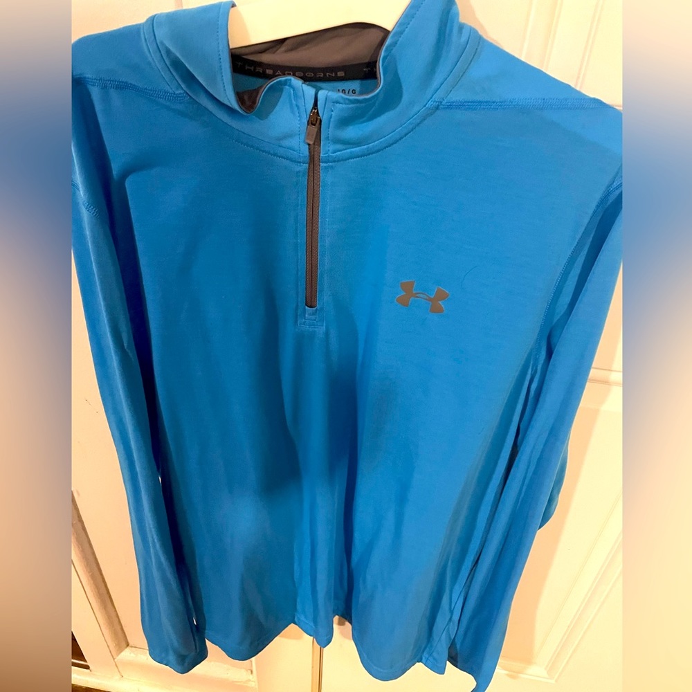 Under Armour Quarter Zip Pullover Sweatshirt Blue Large